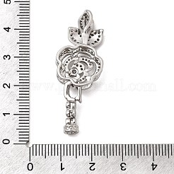 真鍮製マイクロペーブクリアキュービックジルコニアの留め金  花バラ  プラチナ  45mm&nbsp;KK-B189-02P