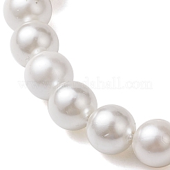 天然ローズクォーツチップとラウンドパールシェルストレッチブレスレット（女性用）  内径：1-7/8インチ（4.7cm）&nbsp;BJEW-JB10552-02