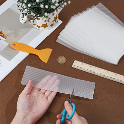 PVCプラスチック製プレカット滑り止めストリップ  安全ノースキッドシャワートレッドステッカー  バスタブ バスルーム用 陶磁器の床  スクレーパー付き  透明  200x120x1mm&nbsp;AJEW-WH0609-466C