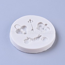 食品グレードのシリコンモールド  フォンダン型  DIYケーキデコレーション用  チョコレート  キャンディ  UVレジン＆エポキシ樹脂ジュエリー作り  混合図形  ホワイトスモーク  57x7mm  インナーサイズ：16~28mm&nbsp;DIY-K011-27
