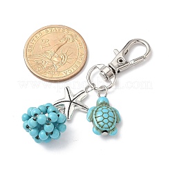 Turtle & Round Synthetic Turquoise Pendant Decorations&nbsp;HJEW-JM03277-01