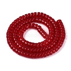 透明ガラスビーズ連売り  フラットラウンド  暗赤色  8~8.5x4~4.5mm  穴：0.7~1mm  約95~100個/連  14.57~15.35''（37~39センチメートル）&nbsp;GLAA-N026-4x8mm-T01