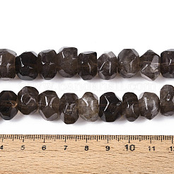 天然石スモーキークォーツビーズ連売り  ファセットロンデル  12~16x12~16x7~12mm  穴：0.9~1.2mm  約39~44個/連  15.16~15.75インチ（38.5~40cm）&nbsp;G-N347-17A-01