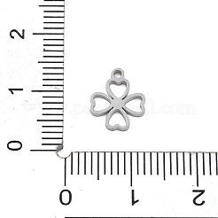 304ステンレススチールチャーム  レーザー切断  クローバーチャーム  変色防止  ステンレス鋼色  10x8.5x1mm  穴：1mm&nbsp;STAS-I327-19P