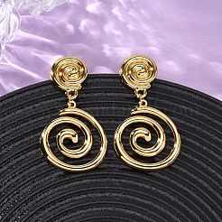 304 Stainless Steel Vortex Spiral Dangle Stud Earrings&nbsp;X-EJEW-L304-01G