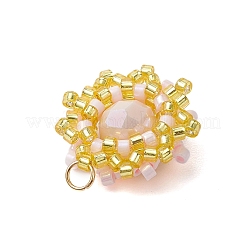 シードビーズ ビーズチャーム  花のペンダント  ミックスカラー  18x17x7.5mm  穴：2.5mm  3個/セット&nbsp;PALLOY-MZ00273