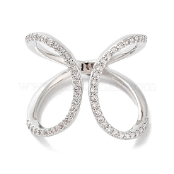 Rack Plating Brass Micro Pave Cubic Zirconia Adjustable Rings&nbsp;RJEW-D025-16P