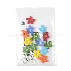 16個8色手作りランプワークビーズ  花  ミックスカラー  18~18.5x17~17.5x4~5mm  穴：3~4mm  2個/カラー&nbsp;LAMP-FS0001-28