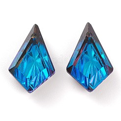 エンボスガラスラインストーンペンダント  多面カット  凧  バミューダブルー  19x12x5.5mm  穴：1.2mm&nbsp;GLAA-J101-01B-001BB