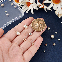 20Pcs 5 Style Fancy Cut Faceted Round 925 Sterling Silver Beads&nbsp;STER-PH0001-69