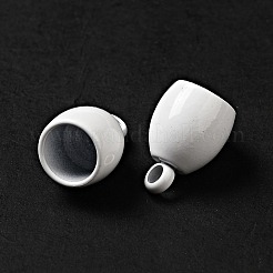 スプレー塗装された201ステンレススチールコードエンド  卵  ホワイト  11.5x8mm  穴：2mm  内径：6mm&nbsp;STAS-G304-01E