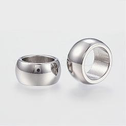 変色しにくい304ステンレススチールビーズ  大穴ビーズ  ロンデル  ステンレス鋼色  16x8mm  穴：11mm&nbsp;STAS-P127-01P