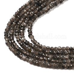 天然銀光沢の黒曜石ビーズ 連売り  ラウンド  多面カット  2mm  穴：0.5mm  約222~224個/連  15.16~15.35''（38.5~39センチメートル）&nbsp;LS-G-E608-A02-A