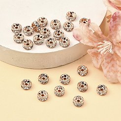 真鍮製ラインストーンスペーサービーズ  グレードAAA  ストレートフランジ  ニッケルフリー  金の金属の色のバラ  ロンデル  クリスタル  7x3.2mm  穴：1.8mm&nbsp;RB-A014-Z7mm-01RG-NF
