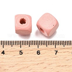 スプレー塗装木製ビーズ  正方形  ミスティローズ  10x10x10mm  穴：3mm&nbsp;WOOD-P021-01C-25