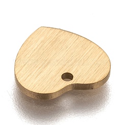 イオンプレーティング（IP）304ステンレスペンダント  ブラシ仕上げのスタンプ付き空白タグ  レーザー切断  両面ドローベンチ効果  ハート  ゴールドカラー  9.5x10x1mm  穴：1mm&nbsp;STAS-O133-02A-G