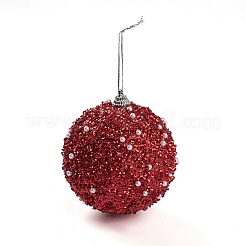 Christmas Ball Foam & Plastic Imitation Pearl Pendant Decoration&nbsp;FIND-G056-01B