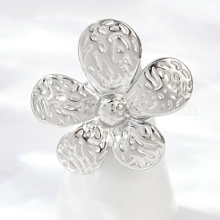 304ステンレススチールカフリング  花  ステンレス鋼色  35.5x25mm  内径：17mm&nbsp;RJEW-D306-07P