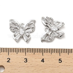 ガラスチャーム  真鍮パーツ  蝶  プラチナメッキ  14x16x3mm  穴：1.4mm&nbsp;KK-P260-11P-01