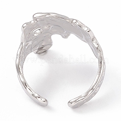変色しない304ステンレススチール製ワイドフラワーオープンカフリング（女性用）  ステンレス鋼色  内径：17mm&nbsp;X-RJEW-G275-05P