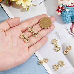 6Pcs 3 Styles Rack Plating Brass Micro Pave Clear Cubic Zirconia Fold Over Clasps&nbsp;KK-HS0001-02G