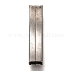 変色しない304ステンレススチール製スライドチャーム  カーブチューブ  ステンレス鋼色  38x8.5x3.5mm  穴：7.5x2.5mm&nbsp;STAS-Z025-13P