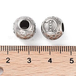 304ステンレススチールラインストーンヨーロピアンビーズ  丸い大きな穴ビーズ  18KGP本金メッキ  文字でのラウンド  文字d  11x10mm  穴：4mm&nbsp;STAS-A092-10D-P