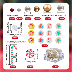 DIY クリスマス花瓶フィラー  プラスチックパールを含む  樹脂カボション  ポリマークレイビーズとカボション  ホイルフレークとアクリルビーズ  ミックスカラー  6mm&nbsp;DIY-SC0021-85