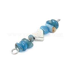 16Pcs 16 Styles Mixed Gemstone Chip Beaded with Brass Heart Connector Charms&nbsp;PALLOY-JF03059-02