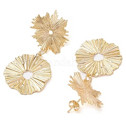 真鍮の花のダングルスタッドピアス  ゴールドカラー  48x23mm&nbsp;EJEW-JE06226