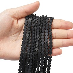 艶消し合成ガラスビーズ連売り  ハート  ブラック  6x6.5x2.5mm  穴：0.8mm  約75~76個/連  15.12''~15.16''（38.4~38.5センチメートル）&nbsp;G-A272-A01-02