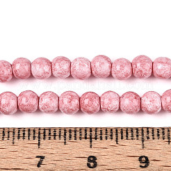プリントガラスビーズ焼付塗装ガラスビーズ連売り  ラウンド  ライトコーラル  4~5mm  穴：0.7~0.8mm  約194~204個/連  28.35~30.31インチ（72~77cm）&nbsp;DGLA-N016-4mm-02