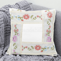 15ヤード 両面刺繍フラワーポリエステルレースリボン  衣服の装飾用  ベージュ  3-1/2インチ（88mm）&nbsp;OCOR-WH0045-37