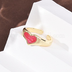 Brass Enamel Cuff Rings for Women&nbsp;RJEW-K264-04G
