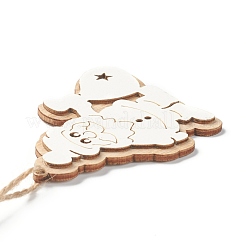 Christmas Theme Natural Wood Pendant Decorations&nbsp;HJEW-P010-15