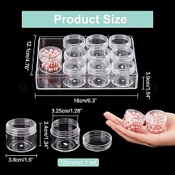 プラスチックビーズ収納ケース  ビーズ収納オーガナイザーボックス  カラムジャー12個付き。  クラフト用  アート  ビーズ  長方形  透明  3.8x3.4cm  内径：3.25のCM  12個/セット&nbsp;CON-WH0085-48B