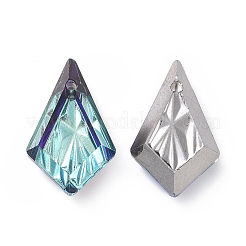 エンボスガラスラインストーンペンダント  多面カット  凧  バミューダブルー  19x12x5.5mm  穴：1.2mm&nbsp;GLAA-J101-01B-001BB