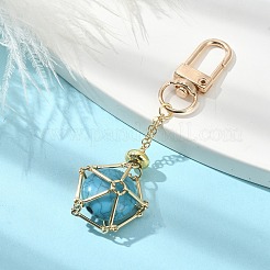キーホルダー用の真鍮の空のポーチストーンホルダー  合金回転式ナスカン付き  ゴールドカラー  8.3cm&nbsp;KEYC-TA00029-01