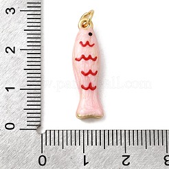 真鍮製エナメルペンダント  魚  長持ちメッキ  ラックめっき  丸カン付き  ゴールドカラー  ミックスカラー  24.5x7.5x5.5mm&nbsp;KK-H092-08G