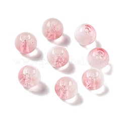 手作りの透明ランプワークビーズ  ラウンド  ピンク  8.5mm  穴：1mm  10個/セット&nbsp;LAMP-K040-02A