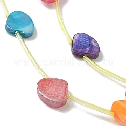 天然淡水シェルビーズ連売り  染め  ABカラーメッキ  三角形  ミックスカラー  10~10.5x12x3~3.5mm  穴：0.5mm  約14個/連  16.73''~17.13''（42.5~43.5cm）。&nbsp;SHEL-K006-52A