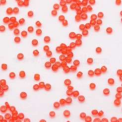 15/0 ガラスシードビーズ  グレードA  ラウンド  透明色  レッド  1.3~1.5mm  穴：0.5mm  約75000個/ポンド&nbsp;SEED-J013-F15-05