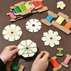 4Pcs 4 Styles Wood Braiding Disk&nbsp;AJEW-YW0002-16