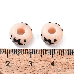 手描きのガラスビーズ  ロンデル  スター  桃パフ  10x6mm  穴：3mm&nbsp;SEED-M011-04A-03