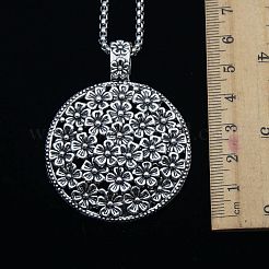 Flat Round with Embossed Flower Alloy Pendant Necklaces for Women&nbsp;FS-WG15FE6-01