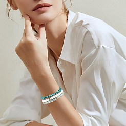 7個7スタイル手作りポリマークレイヘイシサーファーストレッチブレスレットセット  ガラスビーズのブレスレット  女性のための積み重ね可能なプレッピーブレスレット  グリーン  内径：2-1/8インチ（5.3cm）  1個/スタイル&nbsp;BJEW-SW00073-03
