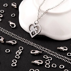 Diyの3mの楕円形の真鍮製アズキチェーンネックレス作成キット  10個のカニカンと50個の丸カン  プラチナ  リンク：2x1.5x0.5mm  3 M&nbsp;DIY-FS0001-21P