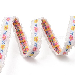ポリエステルレースリボン  ウェーブのトリム  花柄  DIYクラフト縫製アクセサリー  きいろ  3/8インチ（11mm）  約1.09ヤード（1m）/ pc&nbsp;FB-CBA2A5D-01B