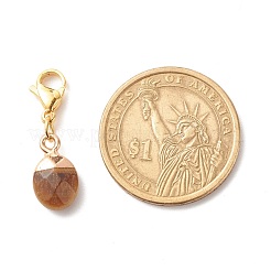 天然石ペンダント  オーバル  多面カット  カニカン＆丸カン付き  本物の24k＆18kゴールドメッキ  27mm&nbsp;HJEW-JM00603