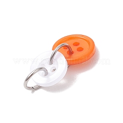 オペークアクリルパーツ  304ステンレススチール製丸カン付き  フラットラウンド  ミックスカラー  22.5mm  穴：6mm&nbsp;PALLOY-JF04182
